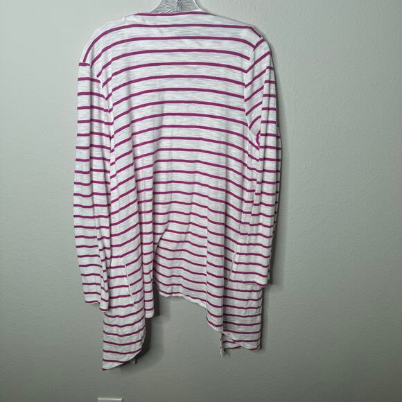 Chico’s Women’s 2 (Large 12-14) Striped Cardigan Tank Set Pink White Modal Blend - Picture 7 of 9